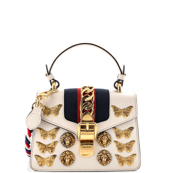 Gucci Handbags - Gucci Mini Sylvie Top Handle Bag Embellished Leather